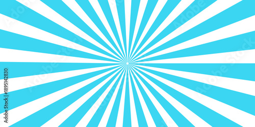 An abstract blue sunburst background featuring a vintage radial pattern with bright light rays and glowing star beams in a retro vector illustration design