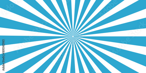 An abstract blue sunburst background features a vintage vector pattern with retro sunbeam rays and a grunge texture design for a stylish light burst wallpaper backdrop