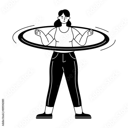 Hand drawn style illustration depicting resistance band workout
