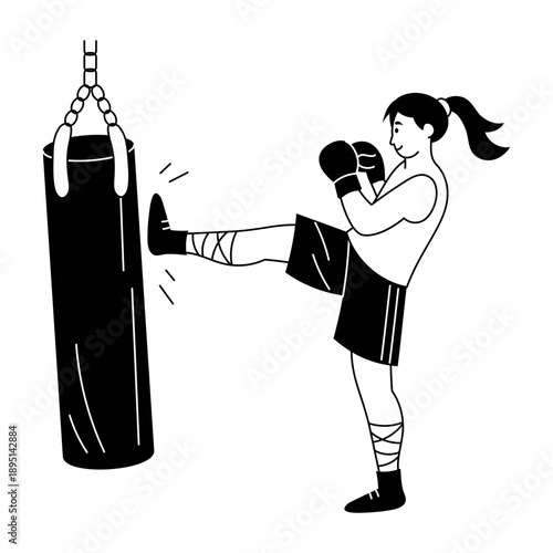 Hand drawn style illustration depicting resistance band workout
