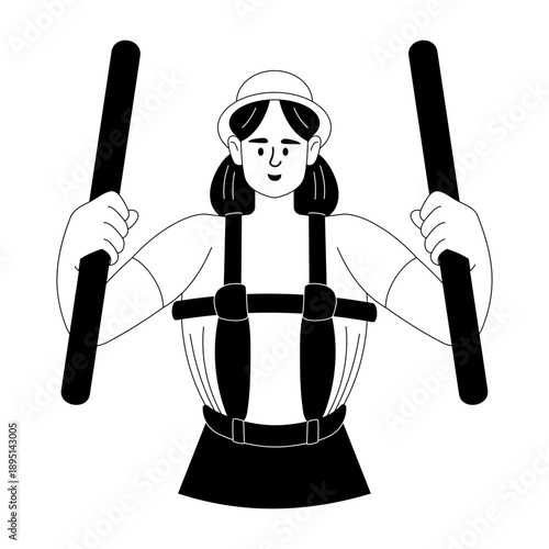 Hand drawn style illustration depicting resistance band workout
