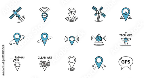 Collection of Navigation and Technology Icons.