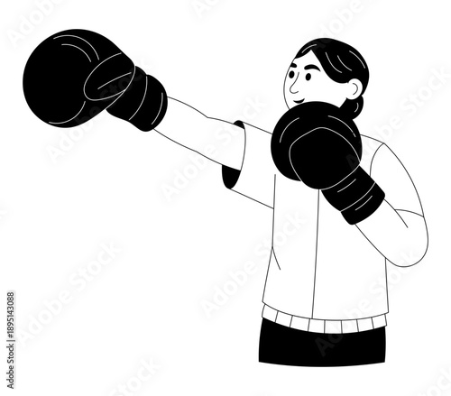 Hand drawn style illustration depicting resistance band workout

