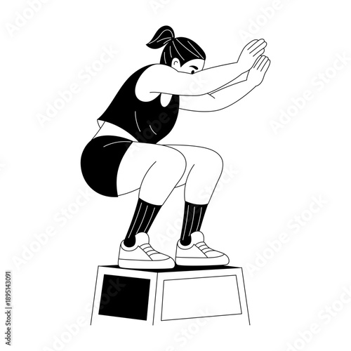 Hand drawn style illustration depicting resistance band workout
