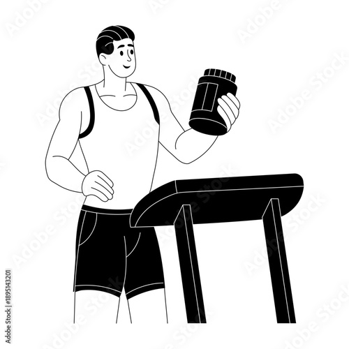 Hand drawn style illustration depicting resistance band workout
