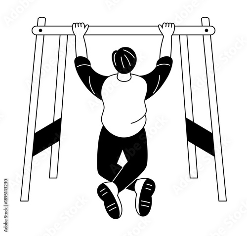 Hand drawn style illustration depicting resistance band workout
