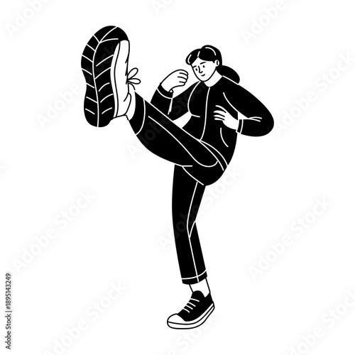 Hand drawn style illustration depicting resistance band workout
