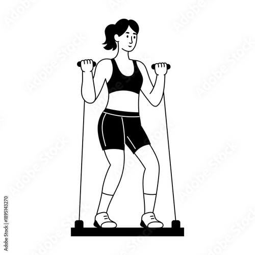 Hand drawn style illustration depicting resistance band workout
