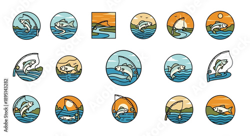 Sailboat Icons in Circular Frames.