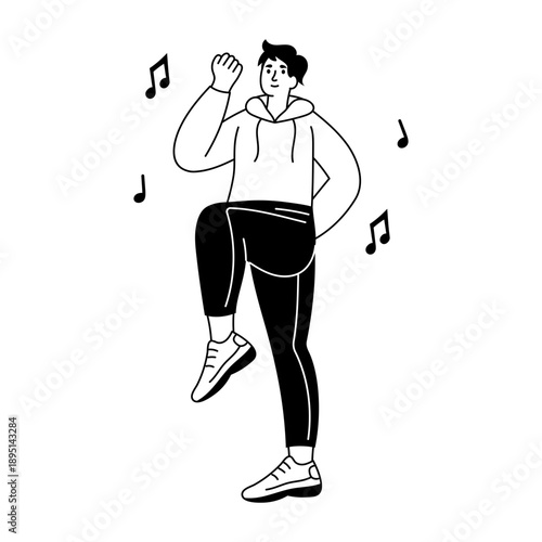 Hand drawn style illustration depicting resistance band workout
