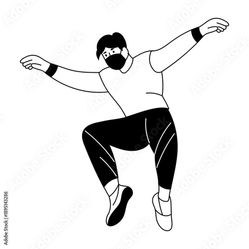 Hand drawn style illustration depicting resistance band workout
