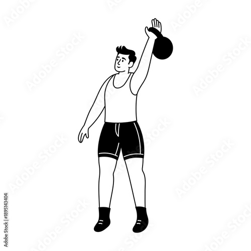 Hand drawn style illustration depicting resistance band workout
