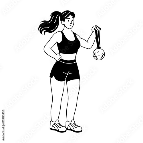 Hand drawn style illustration depicting resistance band workout
