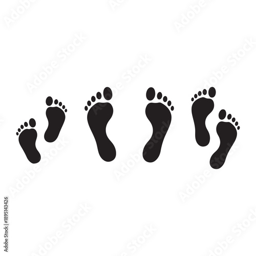 Set different human footprints. Baby footprint - stock vector. Footprint. Different human footprints.