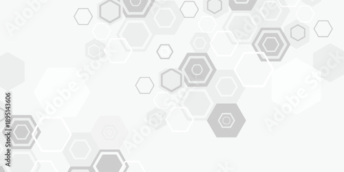 Geometric Hexagon Pattern Background With Grey Shapes for Technology, Design, and Abstract Art