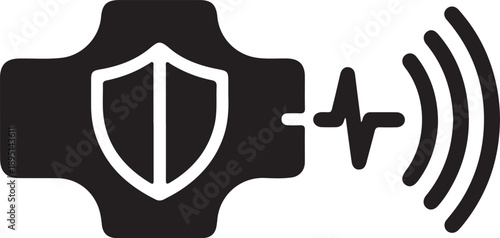 Smartwatch Health Monitoring Wireless Signal Icon Isolated on White Background