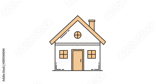 Simple cartoon illustration of a detached house with a chimney.
