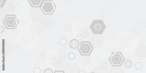 Geometric Hexagon Pattern Background With Grey Shapes for Technology, Design, and Abstract Art eps10