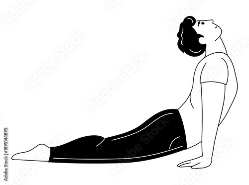 Hand drawn style illustration depicting person doing yoga pilates
