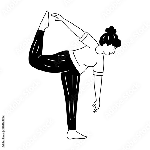 Hand drawn style illustration depicting person doing yoga pilates
