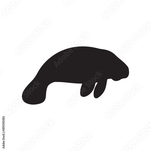 Florida manatee silhouette icon vector flat design