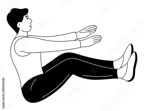 Hand drawn style illustration depicting person doing yoga pilates
