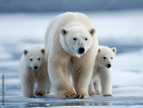 Polar bear (Ursus maritimus) on the pack ice north of Spitsbergen Island, Svalbard, Norway