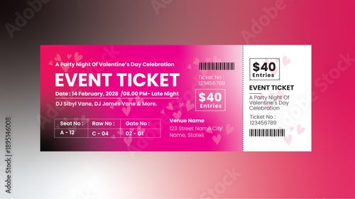 Valentines Party Event Ticket Design