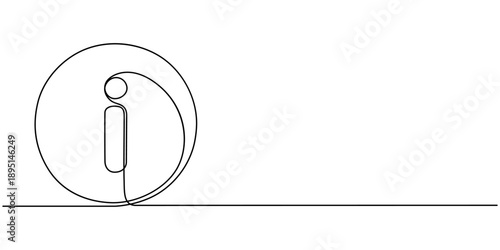 Minimalist one line drawing of information symbol for help and support