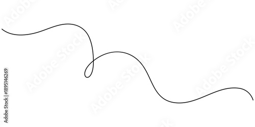 One continuous squiggle line. Curved single line.