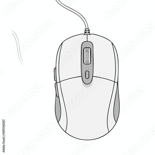 Wired Computer Mouse Illustration