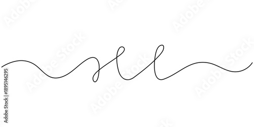 One continuous squiggle line. Curved single line.