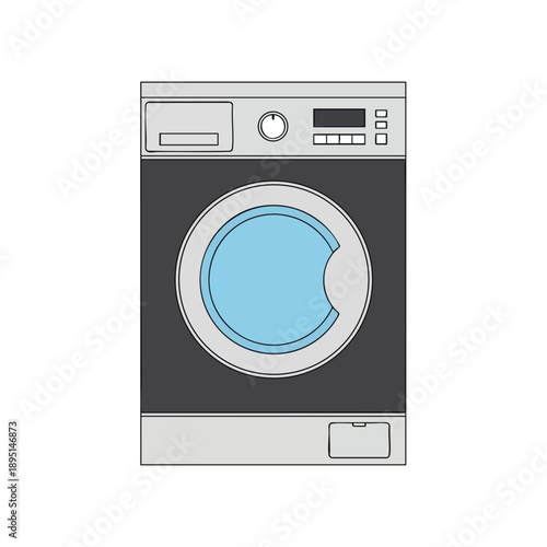 Front Load Washing Machine Vector Illustration