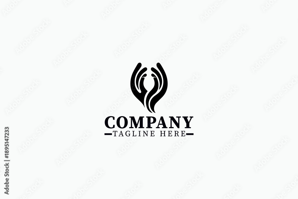 Obraz premium Abstract Hand Logo Minimalist Symbol, Care, Energy and Protection Vector Icons