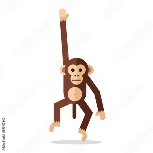 Cartoon Monkey Dancing Freely Alone.