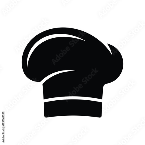 Black chef's hat icon, symbolizing culinary arts and professional cooking, a classic symbol of the kitchen