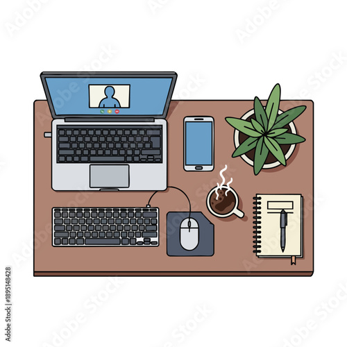 Modern Workspace with Office Supplies