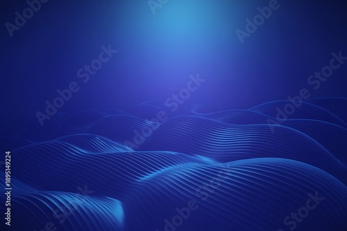 A mesmerizing blue wave pattern with a glowing light source in the dark background