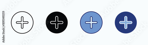 Add Icon Sheet Multiple Style Collection Isolated Vector