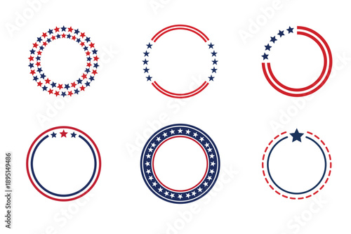 American Patriotic Star Circle Frame Set