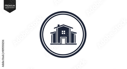 Modern House Icon Inside Circle Symbol.