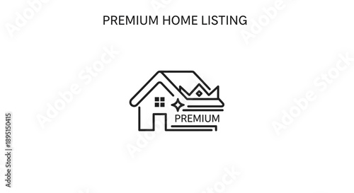 Premium Home Listing Icon with Crown and Star.