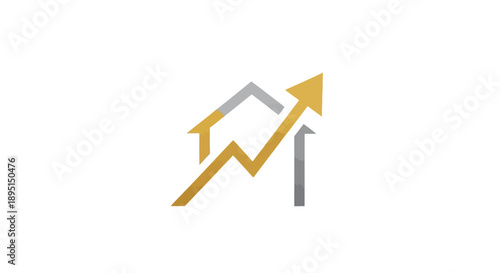 Real estate market growth arrow graph icon.