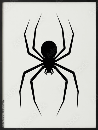 Black spider silhouette minimalist vector illustration for Halloween or horror themes isolated on a light background
