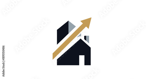 Real estate market growth arrow up symbol icon.