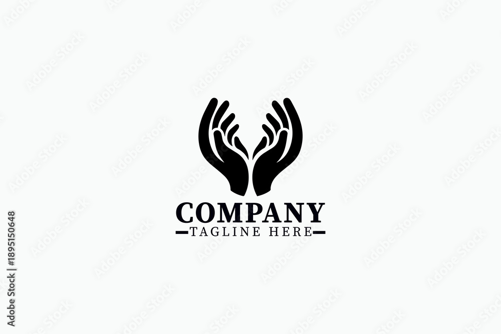Obraz premium Abstract Hand Logo Minimalist Symbol, Care, Energy and Protection Vector Icons