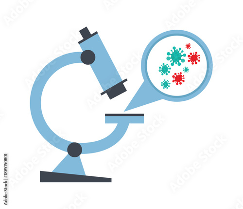 Microscope. Laboratory equipment, research with microbes in microscope