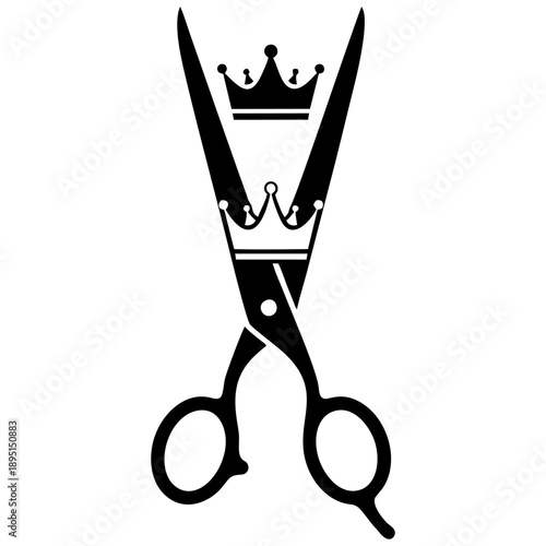 Scissors and Crown Salon Logo Icon for Hair Studio and Beauty Branding