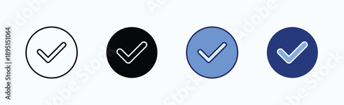 Check Icon Sheet Multiple Style Collection Isolated Vector