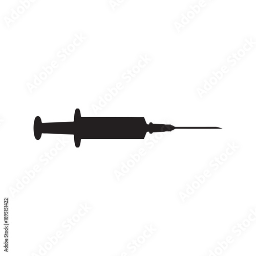 Medical syringe injection silhouette vector flat illustration